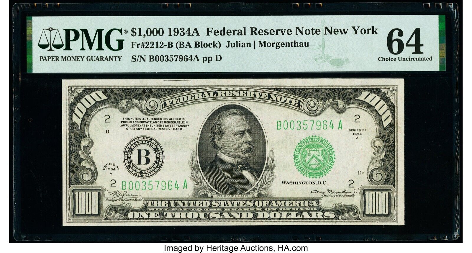 Fr. 2212-B $1,000 1934A Federal Reserve Note a