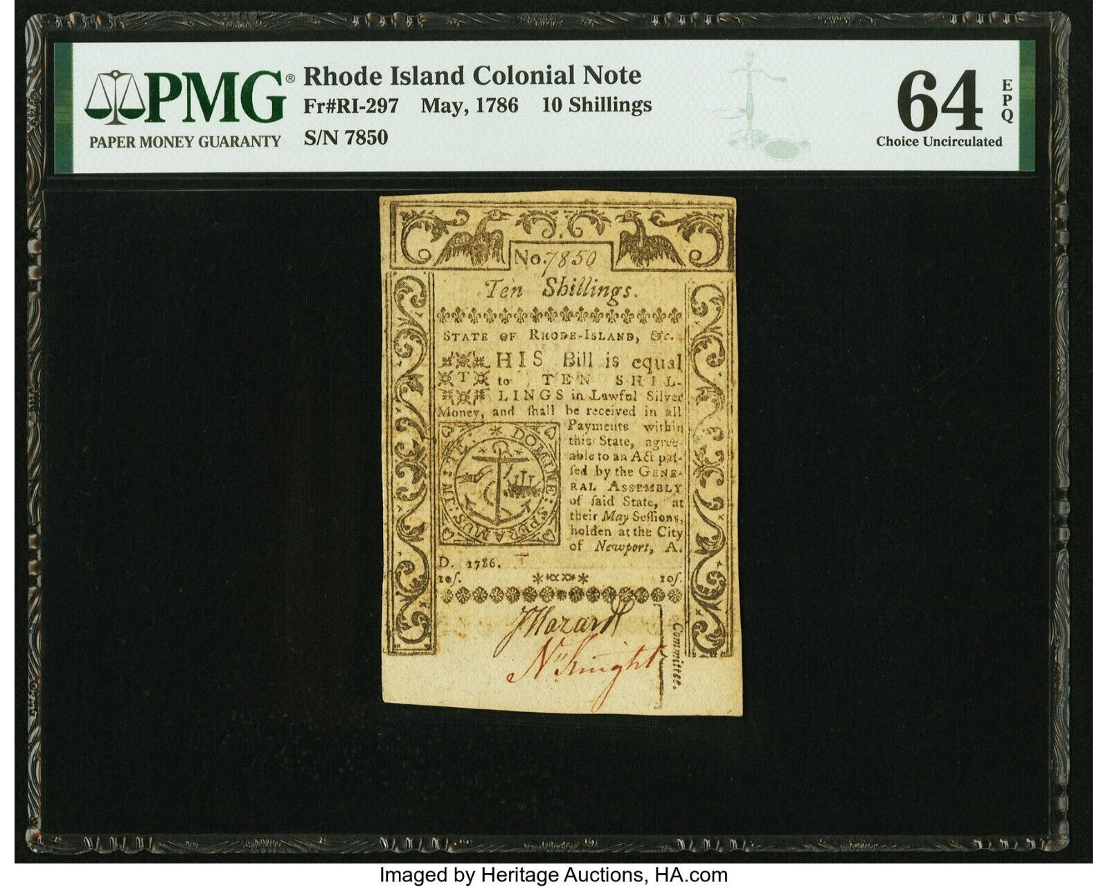 Fr. RI-297 10 Shilling PMG Choice Uncirculated 64 EPQ a