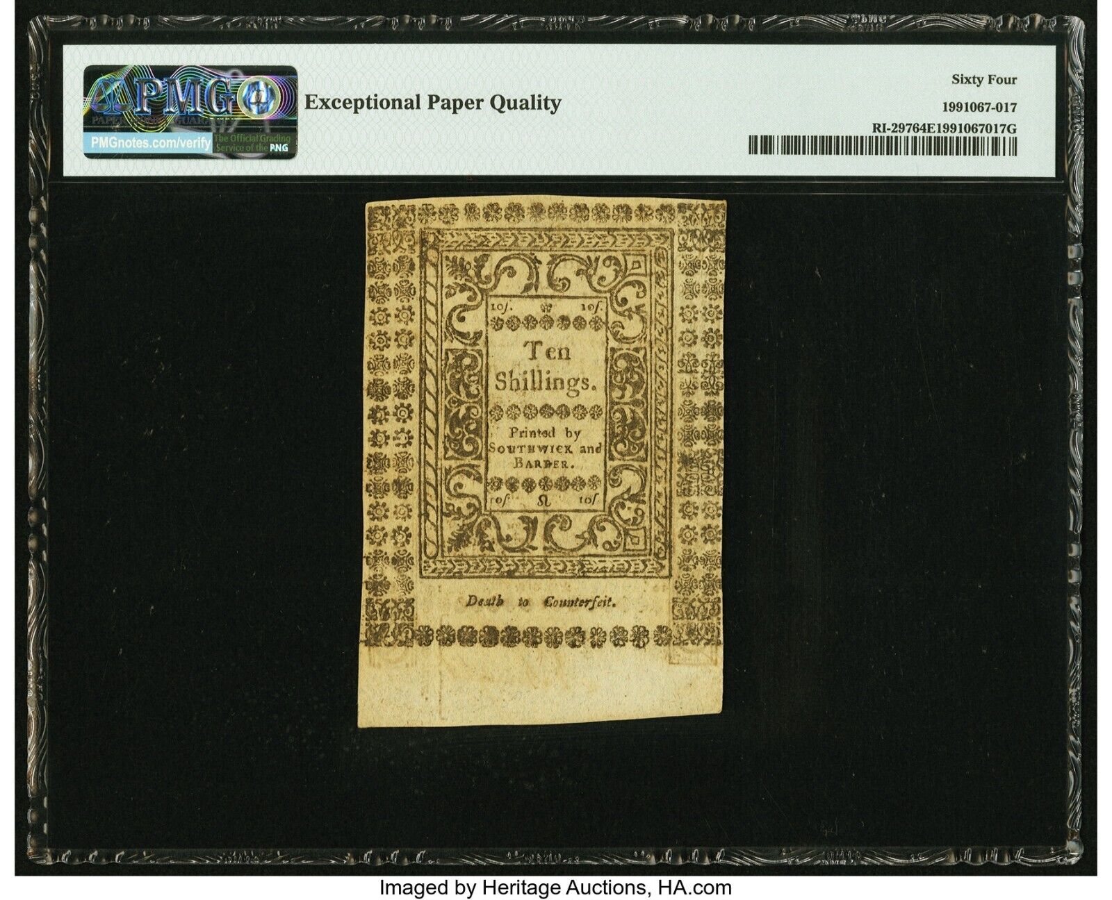 Fr. RI-297 10 Shilling PMG Choice Uncirculated 64 EPQ b