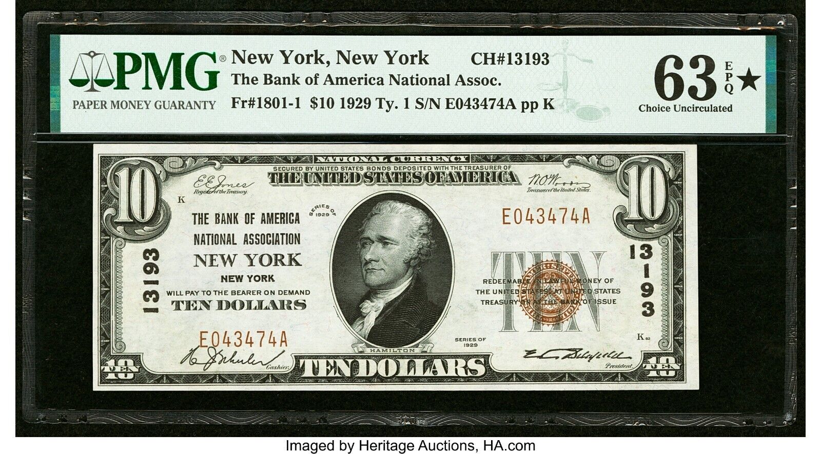 FR. 1801-1 1929 $10 New York, NY National CH#13193 a