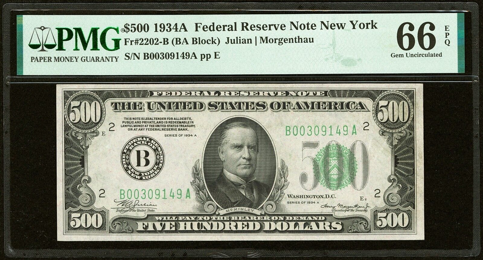 Fr. 2202-B $500 1934A Federal Reserve Note a